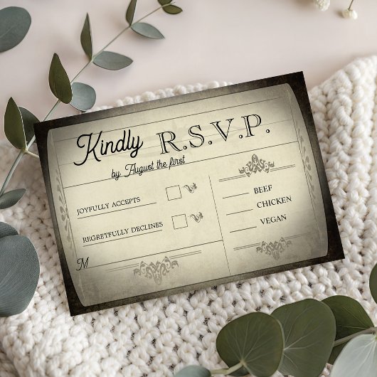 ヴィンテージ切符風ウエディングRSVP 出欠カード