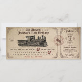 ヴィンテージ列チケット誕生日招待状 招待状 (正面)