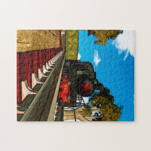 ヴィンテージ列図解入りの、写真付きの列 ジグソーパズル (横)