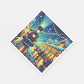 ヴィンテージ列車が雪の夜に スタンダードランチョンナプキン (角)