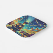 ヴィンテージ列車が雪の夜に ペーパープレート (傾斜あり)