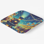 ヴィンテージ列車が雪の夜に ペーパープレート (傾斜あり)