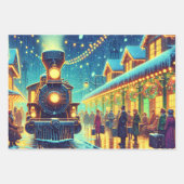 ヴィンテージ列車が雪の夜に ラッピングペーパーシート (正面2)