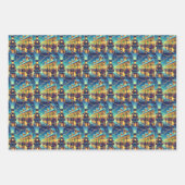 ヴィンテージ列車が雪の夜に ラッピングペーパーシート (正面)