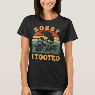 ヴィンテージ列車すまん私は列車おもしろいの鉄道に乗った Tシャツ