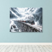 ヴィンテージ列車で山の谷のトレッスル キャンバスプリント (インサイチュ (ウッドフロア))