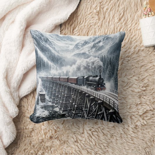 ヴィンテージ列車で山の谷のトレッスル クッション (ブランケット)