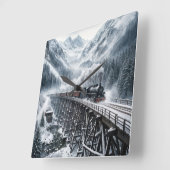 ヴィンテージ列車で山の谷のトレッスル スクエア壁時計 (傾斜)