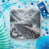 ヴィンテージ列車で山の谷のトレッスル ペーパープレート (パーティー)