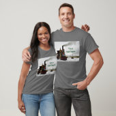 ヴィンテージ列車とクリスマスリースメンズシャツ Tシャツ (ユニセックス)