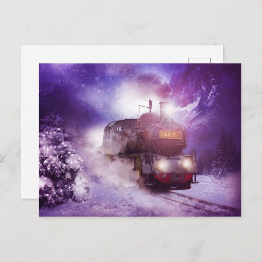 ヴィンテージ列車のクリスマスハガキ ポストカード (正面/裏面)