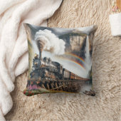 ヴィンテージ列車の中の蒸気機関車 クッション (ブランケット)