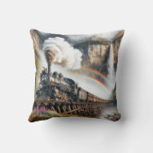 ヴィンテージ列車の中の蒸気機関車 クッション (裏面)