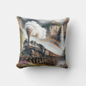 ヴィンテージ列車の中の蒸気機関車 クッション (正面)