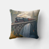 ヴィンテージ列車の中の蒸気機関車 クッション (裏面)