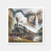 ヴィンテージ列車の中の蒸気機関車 スタンダードカクテルナプキン (正面)
