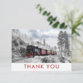 ヴィンテージ列車の冬のクリスマスシーンありがとう サンキューカード (スタンド正面)