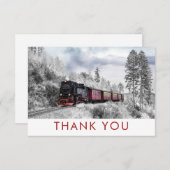 ヴィンテージ列車の冬のクリスマスシーンありがとう サンキューカード (正面/裏面)