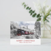 ヴィンテージ列車の冬のクリスマスシーンホリデー ポストカード (スタンド正面)