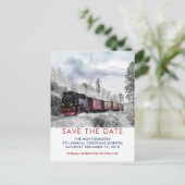 ヴィンテージ列車の冬のクリスマスシーン日付を保存 ポストカード (スタンド正面)
