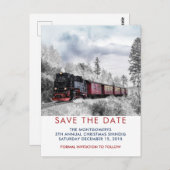 ヴィンテージ列車の冬のクリスマスシーン日付を保存 ポストカード (正面/裏面)