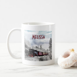ヴィンテージ列車の冬のクリスマスシーン コーヒーマグカップ