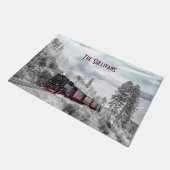 ヴィンテージ列車の冬のクリスマスシーン ドアマット (アングル)