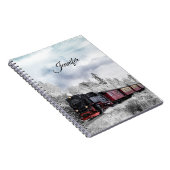 ヴィンテージ列車の冬のクリスマスシーン ノートブック (右側)