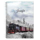 ヴィンテージ列車の冬のクリスマスシーン ノートブック (正面)