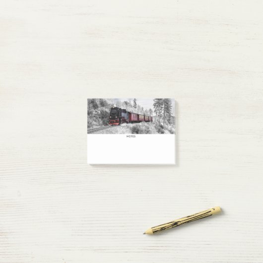 ヴィンテージ列車の冬のクリスマスシーン ポストイット (デスク上)