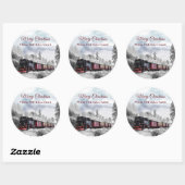 ヴィンテージ列車の冬のクリスマスシーン ラウンドシール (シート)