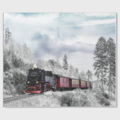 ヴィンテージ列車の冬のクリスマスシーン ラッピングペーパー (フラット)