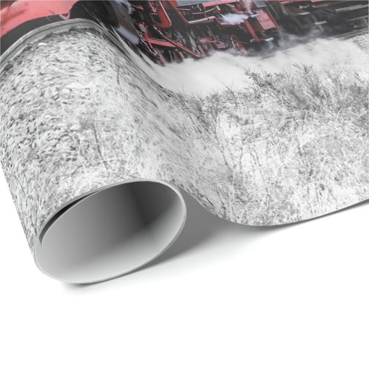 ヴィンテージ列車の冬のクリスマスシーン ラッピングペーパー (ロールコーナー)