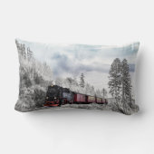 ヴィンテージ列車の冬のクリスマスシーン ランバークッション (裏面)