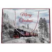ヴィンテージ列車の冬のクリスマスシーン ラージペーパーバッグ (正面)