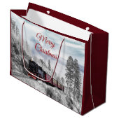 ヴィンテージ列車の冬のクリスマスシーン ラージペーパーバッグ (正面アングル)