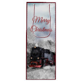ヴィンテージ列車の冬のクリスマスシーン ワインギフトバッグ (正面)
