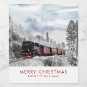 ヴィンテージ列車の冬のクリスマスシーン ワインラベル (シングルラベル)