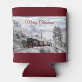 ヴィンテージ列車の冬のクリスマスシーン 缶クーラー (裏面)