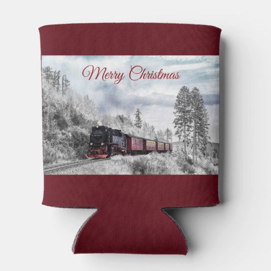 ヴィンテージ列車の冬のクリスマスシーン 缶クーラー (裏面)