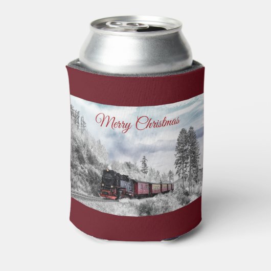 ヴィンテージ列車の冬のクリスマスシーン 缶クーラー (缶裏面)