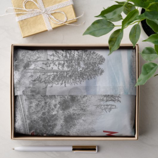 ヴィンテージ列車の冬のクリスマスシーン 薄葉紙 (ギフト)