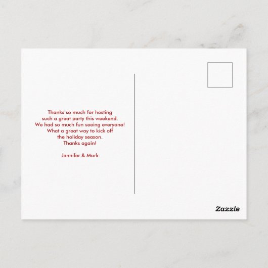 ヴィンテージ列車の冬のクリスマス シーン ありがとう ポストカード (裏面)