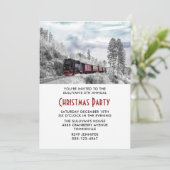 ヴィンテージ列車の冬の風景クリスマスパーティー 招待状 (スタンド正面)