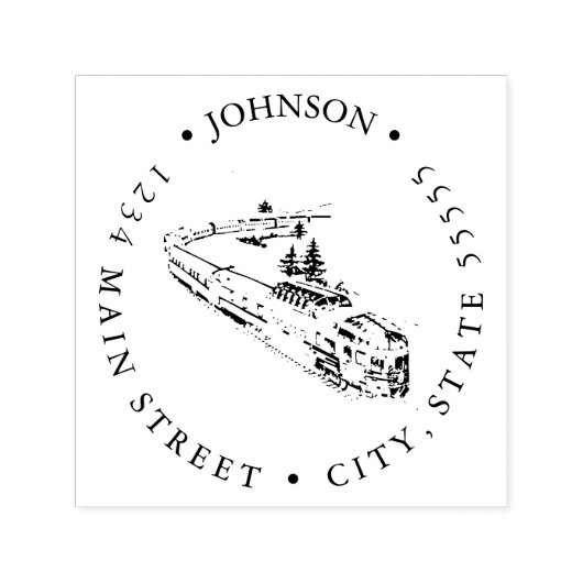 ヴィンテージ列車の山帰りラベル セルフインキングスタンプ (デザイン)