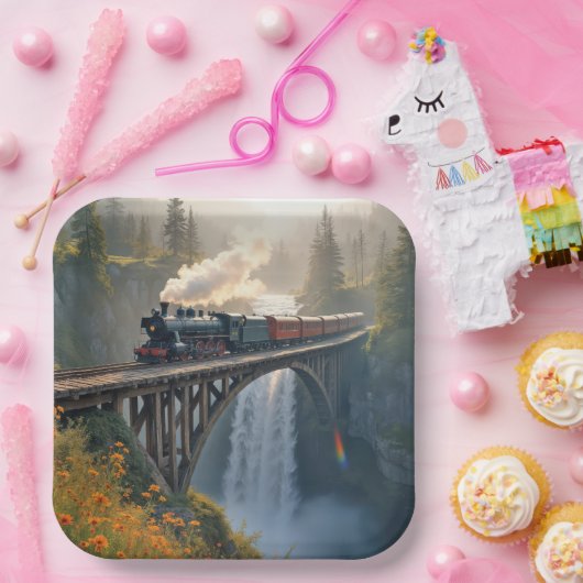 ヴィンテージ列車の蒸気機関車 ペーパープレート (パーティー)