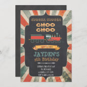 ヴィンテージ列車の誕生日パーティーの招待 招待状 (正面/裏面)