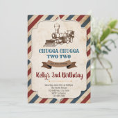 ヴィンテージ列車の誕生日招待状 招待状 (スタンド正面)