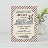 ヴィンテージ列車の誕生日招待状 招待状 (スタンド正面)