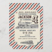 ヴィンテージ列車の誕生日招待状 招待状 (正面/裏面)